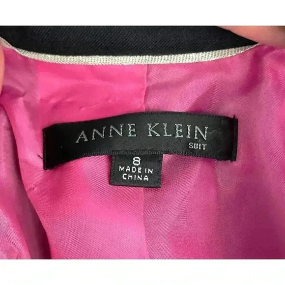 Anne Klein Black Blazer Jacket Sz 8 Single Button Pink Lining Women's - Picture 5 of 8